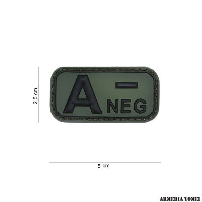 PATCH - 3D PVC 4 GRUPPO SANGUIGNO A- NEGATIVO VERDE #13036
