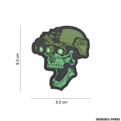 PATCH - 3D PVC NIGHT VISION SKULL VERDE #19043