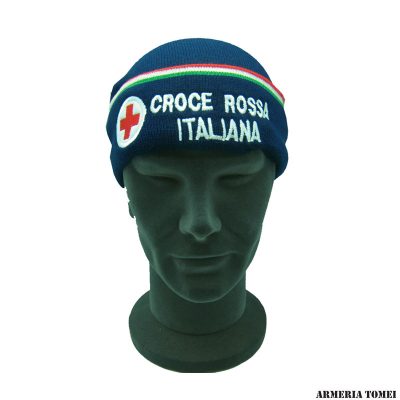CAPPELLO LANA CROCE ROSSA ITALIANA CON BORDO TRICOLORE