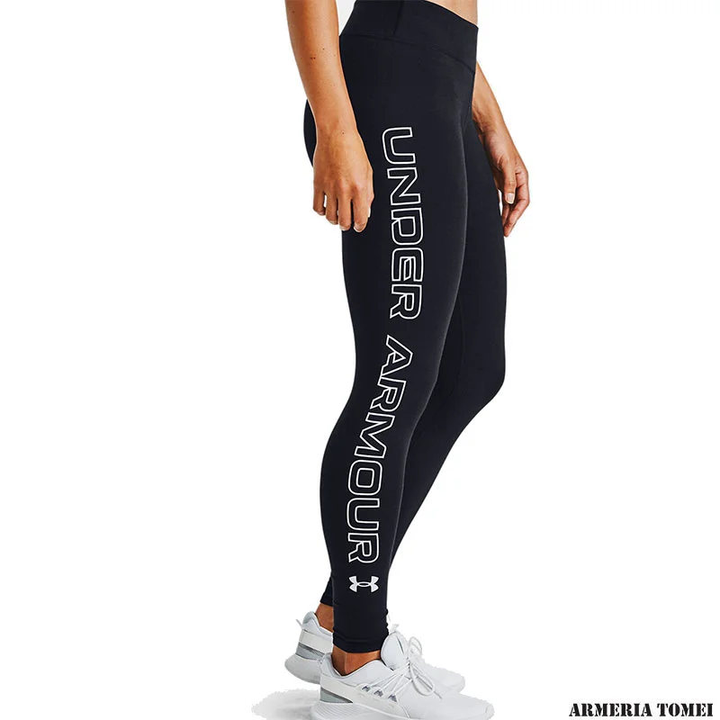 LEGGINGS - UNDER ARMOUR - DONNA - FAVORITE WORDMARK Black / White - 001 - immagine 3