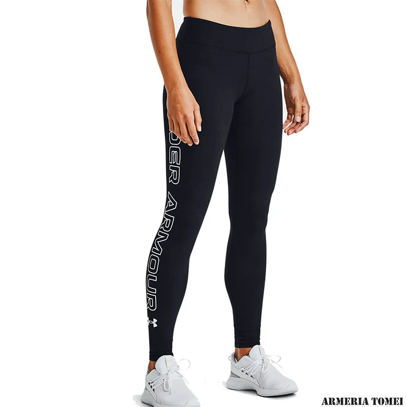 LEGGINGS - UNDER ARMOUR - DONNA - FAVORITE WORDMARK Black / White - 001 - immagine 4