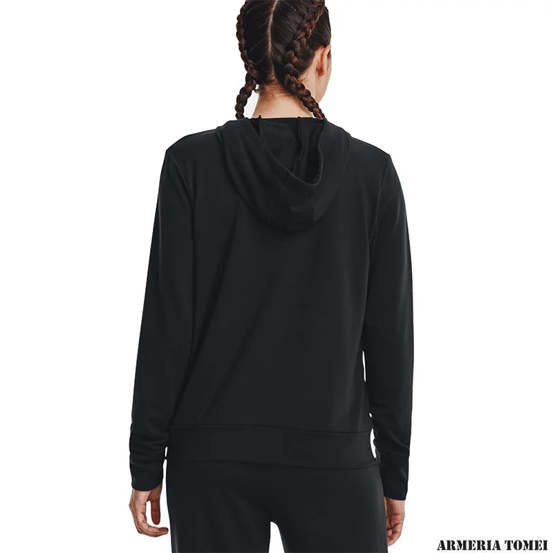 UNDER ARMOUR - DONNA - RIVEL TERRY FZ HOODIE Black / White - 001 - immagine 4