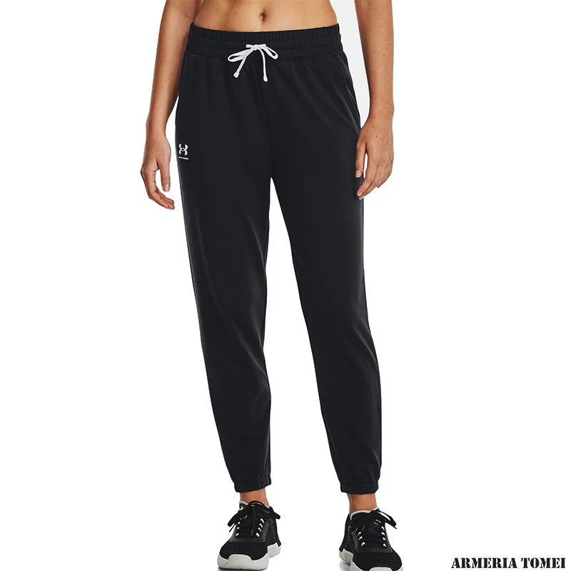 PANTALONE - UNDER ARMOUR - DONNA - JOGGER RIVAL TERRY Black / White - 001 - immagine 3