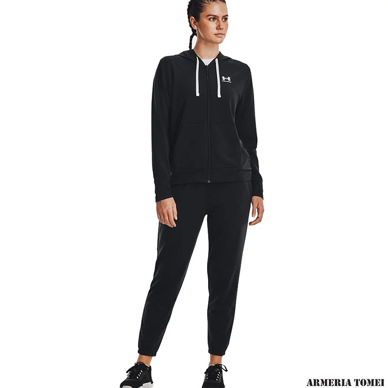 PANTALONE - UNDER ARMOUR - DONNA - JOGGER RIVAL TERRY Black / White - 001 - immagine 5