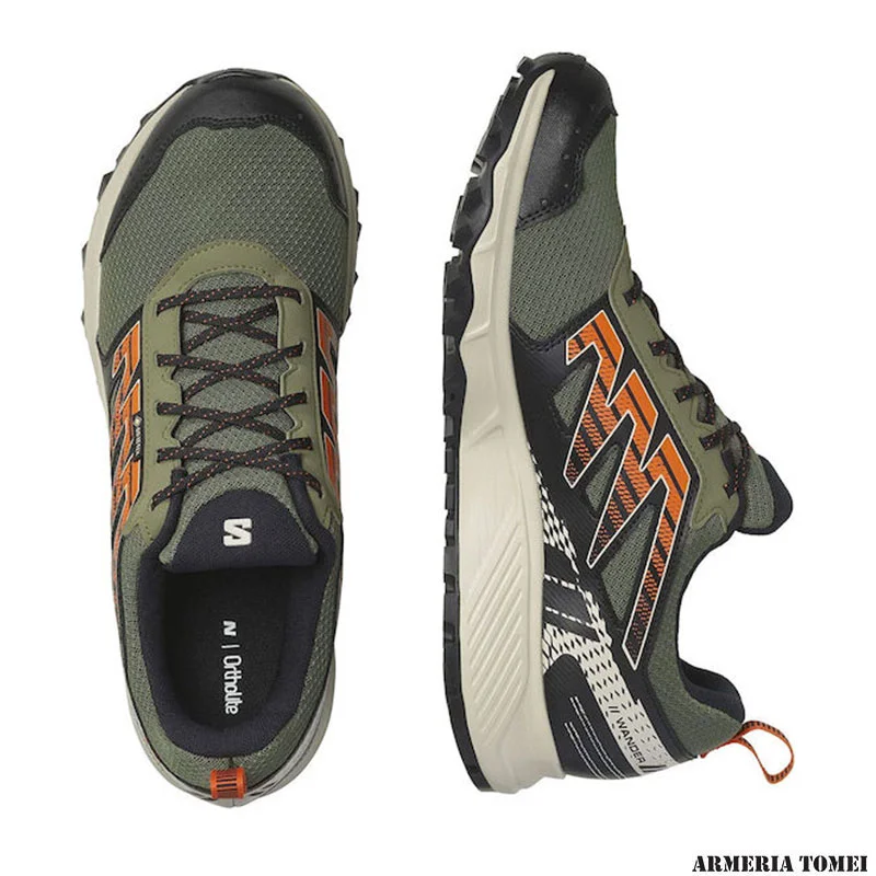 SALOMON - UOMO - WANDER GTX Deep Lichen Green / Rainy Day / Scarlet Ibis - immagine 3