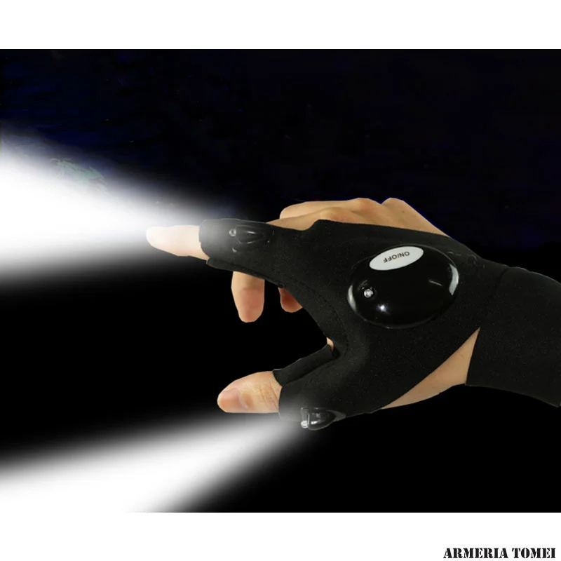 GUANTO SENZA DITA CON DOPPIA TORCIA LED IMPERMEABILE - immagine 4