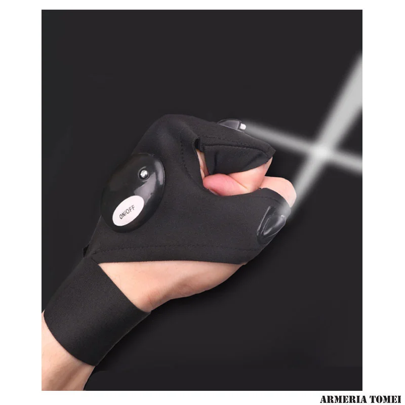 GUANTO SENZA DITA CON DOPPIA TORCIA LED IMPERMEABILE - immagine 5