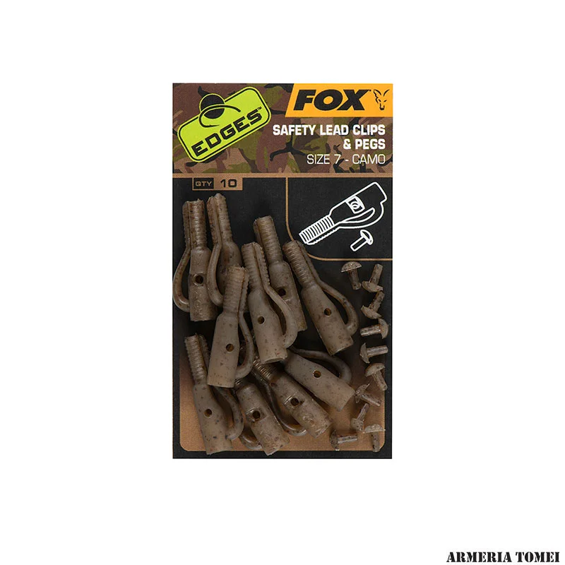 FOX - EDGES™ SAFETY LEAD CLIPS & PEGS SIZE 7 - CAMO (10PZ)