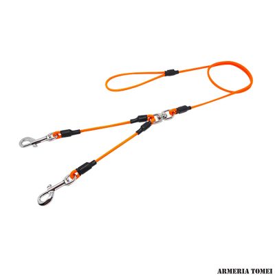 GUINZAGLIO DOPPIO TERMINALE CON 2 MOSCHETTONI (ARANCIO) 130cm