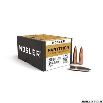 PALLE DA RICARICA - NOSLER - PARTITION 270 caliber (.277") Spitzer 150grain (9.7grams) (50pz) -16323