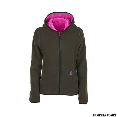 UNIVERS - DONNA - GIACCA DUBBED REVERSIBILE PILE VERDE SCURO