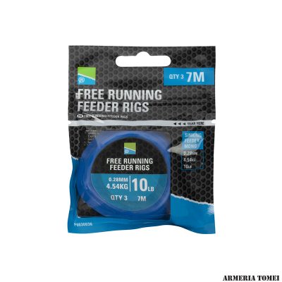 PRESTON - TERMINALI PRONTI FREE RUNNING FEEDER RIGS 0.28MM 4.54KG - 10LB 7M (QTY 3)