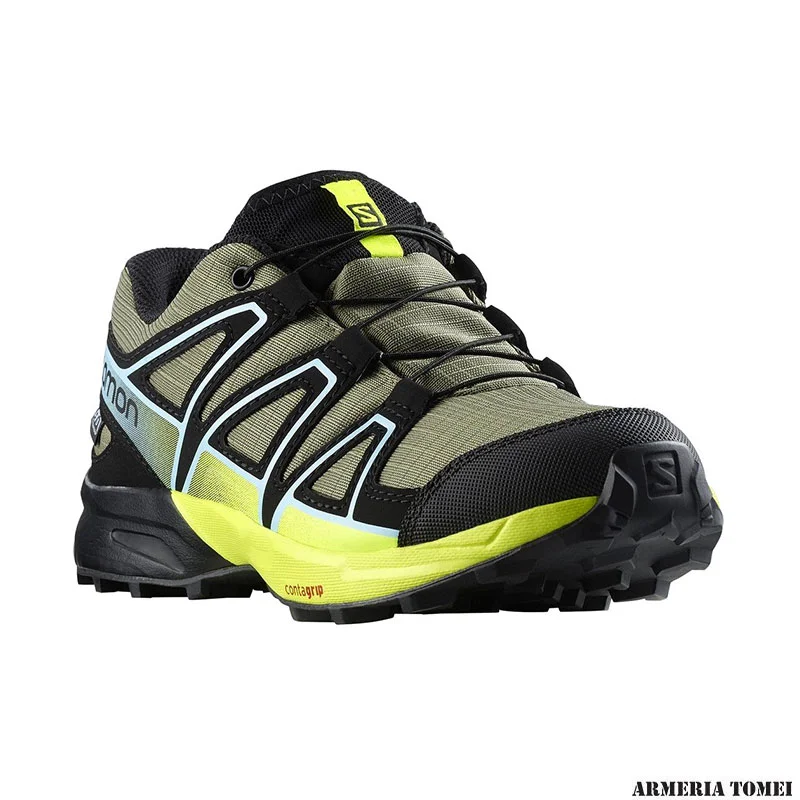 SALOMON - BIMBO/A - SPEEDCROSS CSWP J Deep Lichen Green / Black / Safety Yellow - immagine 2