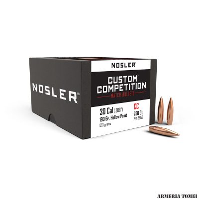 PALLE - NOSLER - CUSTOM COMPETITION 30 Cal (.308") HPBT 190gr (12.3 grams) (250pz) -59156