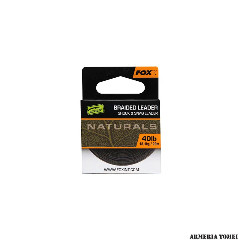 FOX - EDGES™ BRAIDED LEADER SHOCK & SNAG LEADER NATURALS 40lb 18.1kg/20m
