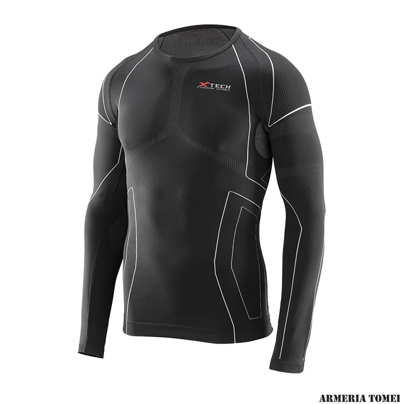 X TECH - MAGLIA RACE 3 MANICA LUNGA GIROCOLLO NERO