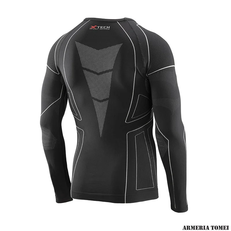 X TECH - MAGLIA RACE 3 MANICA LUNGA GIROCOLLO NERO - immagine 2