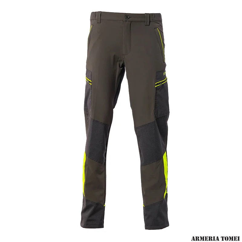 PANTALONE - RS HUNTING - T-107 CON RIPORTI GIALLI FLUO IN TESSUTO STRECK - immagine 2