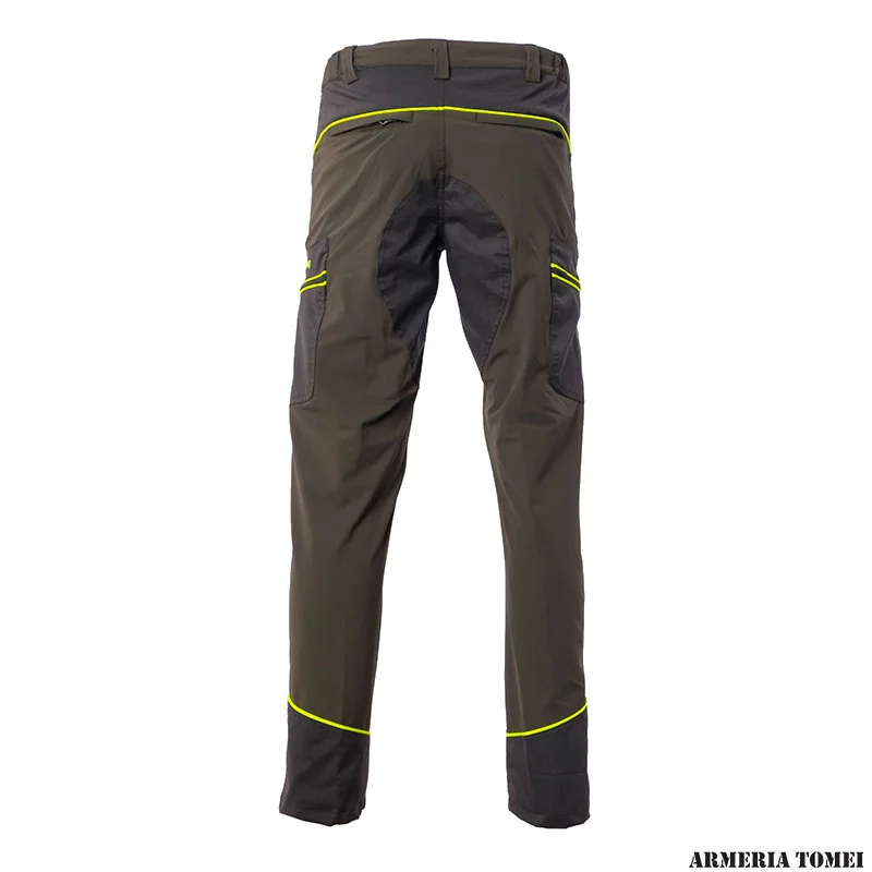 PANTALONE - RS HUNTING - T-107 CON RIPORTI GIALLI FLUO IN TESSUTO STRECK - immagine 3