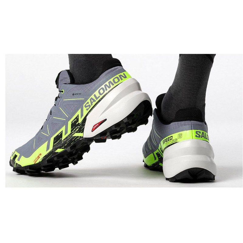 SALOMON - UOMO - SPEEDCROSS 6 GTX Fint Stone/Green Gecko/Black - immagine 9
