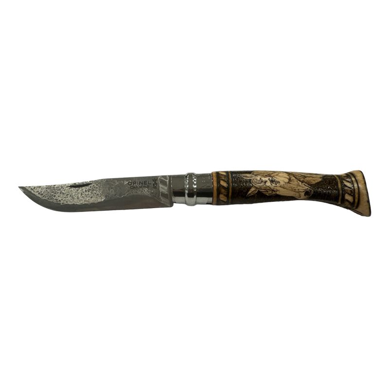 COLTELLO - OPINEL -  N.10 INOX CAVALLO PIROGRAFATO REALIZZATO A MANO
