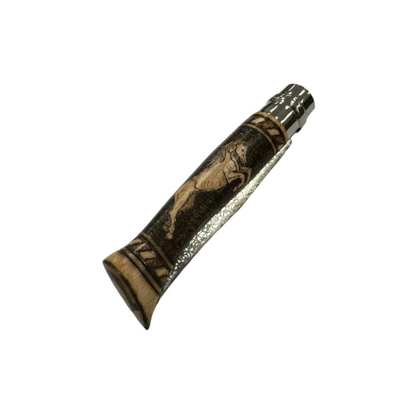 COLTELLO - OPINEL -  N.10 INOX CAVALLO PIROGRAFATO REALIZZATO A MANO - immagine 4