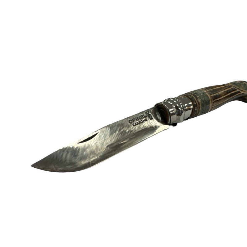 COLTELLO - OPINEL -  N.8 CARBONE INTARSATO A MANO CON MARMO VERDE - immagine 2