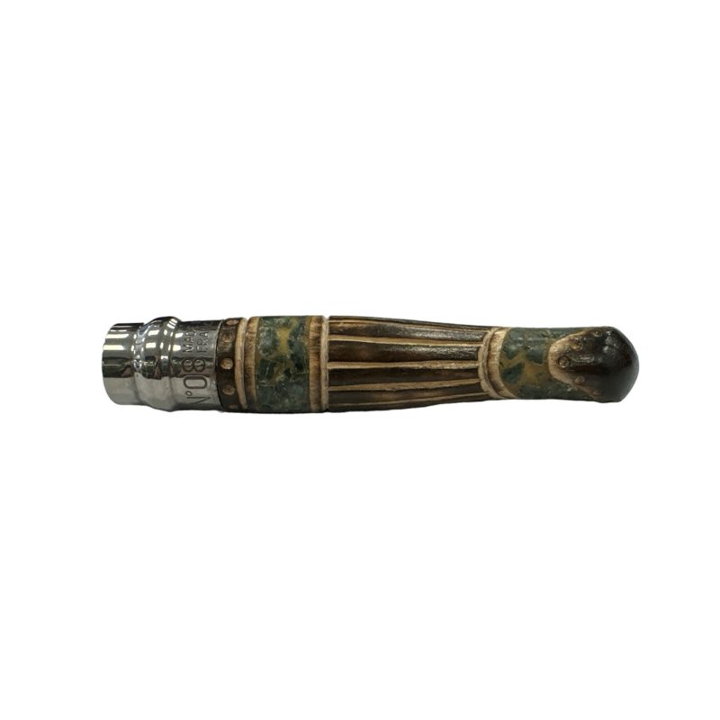 COLTELLO - OPINEL -  N.8 CARBONE INTARSATO A MANO CON MARMO VERDE - immagine 4