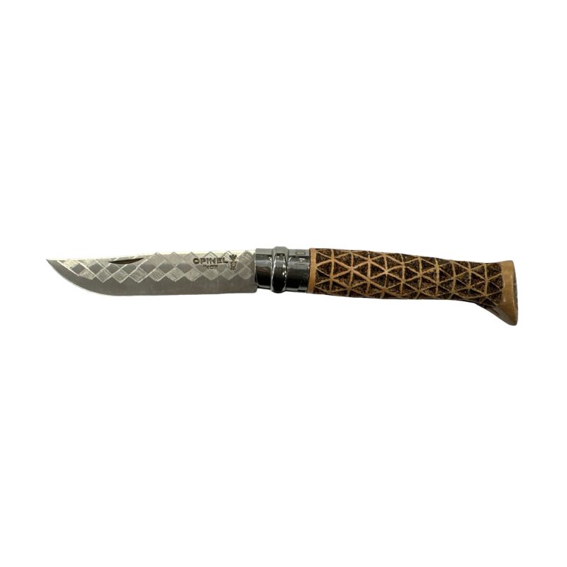 COLTELLO - OPINEL -  N.8 INOX INTAGLIATO/PIROGRAFATO A MANO