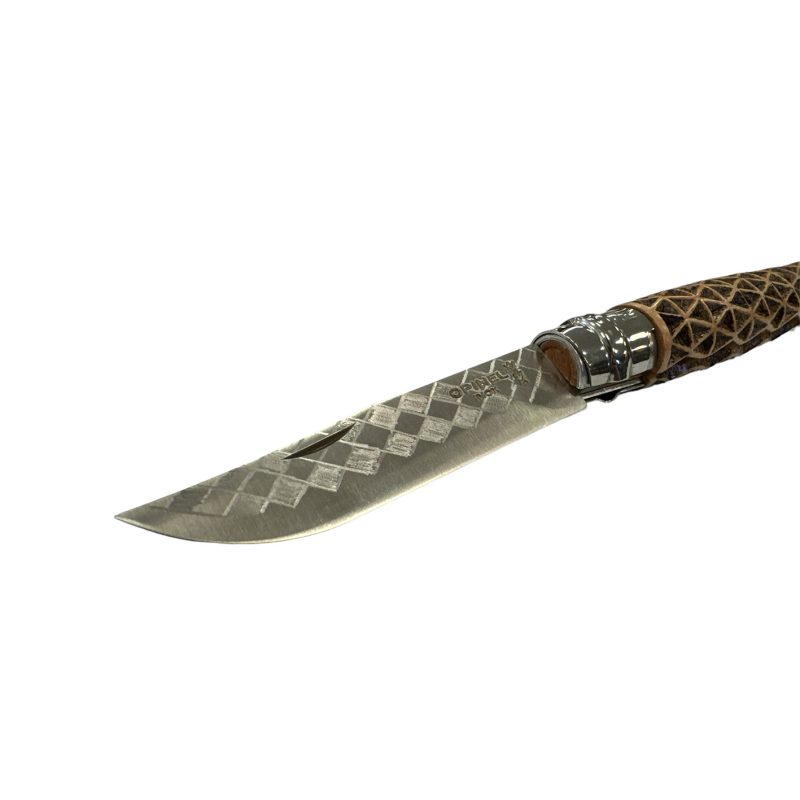 COLTELLO - OPINEL -  N.8 INOX INTAGLIATO/PIROGRAFATO A MANO - immagine 3