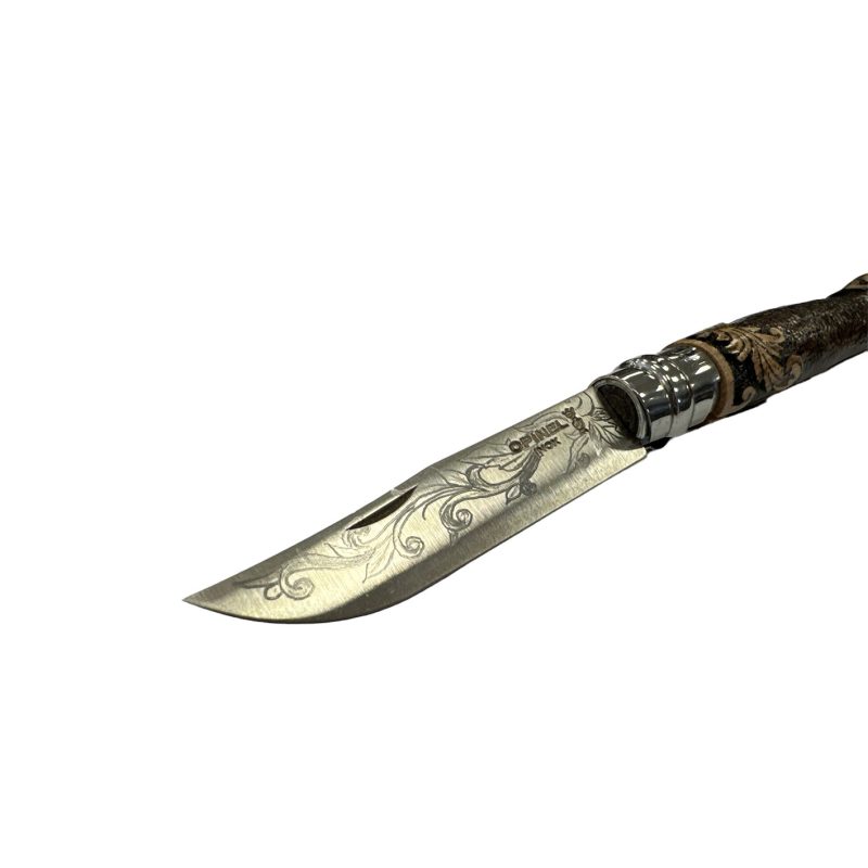 COLTELLO - OPINEL -  N.8 INOX ORNAMENTI INTARSATO A MANO - immagine 2