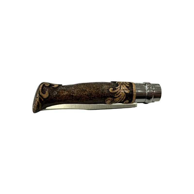 COLTELLO - OPINEL -  N.8 INOX ORNAMENTI INTARSATO A MANO - immagine 3