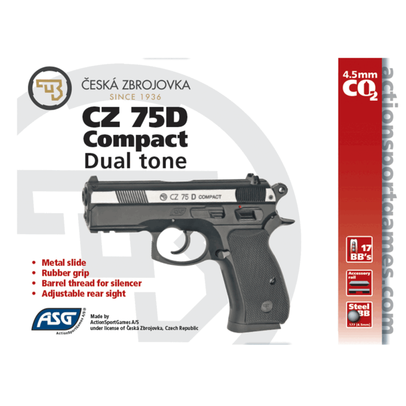 PISTOLA CO2 - ASG - CZ 75D COMPACT DUAL TONE cal. 4,5 - immagine 2