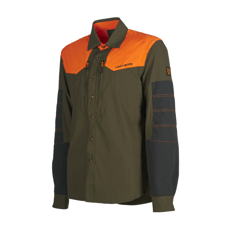 UNIVERS - CAMICIA CACCIA CORTINA 4-WAY STRETCH VERDE/ARANCIO - immagine 3