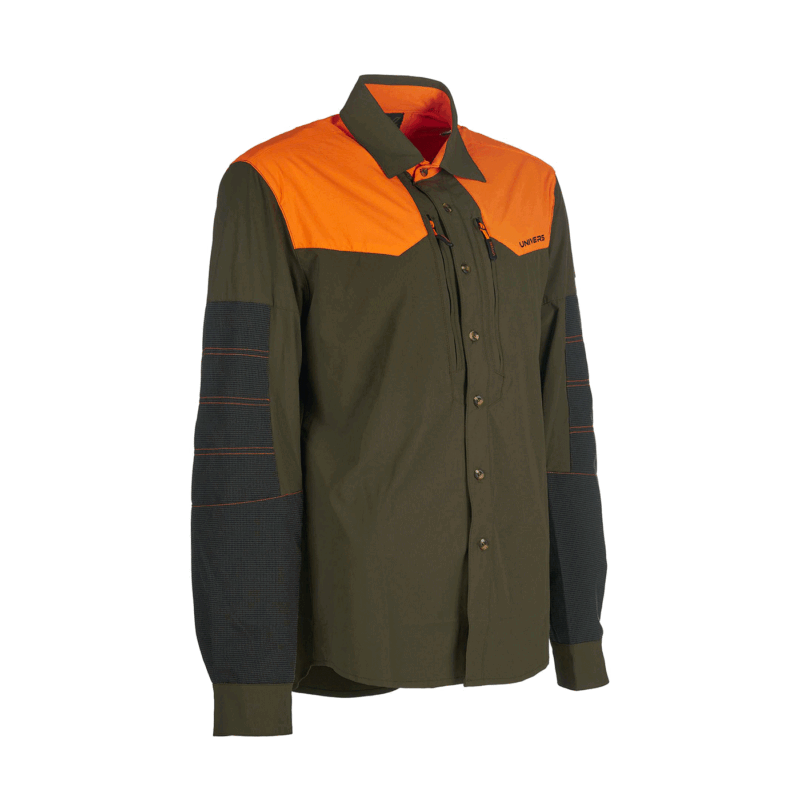 UNIVERS - CAMICIA CACCIA CORTINA 4-WAY STRETCH VERDE/ARANCIO - immagine 4