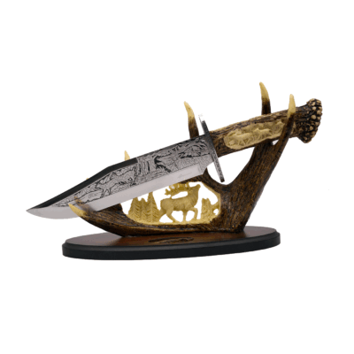 COLTELLO CON BASE DECORATIVA CORNO DI CERVO (CERVO)