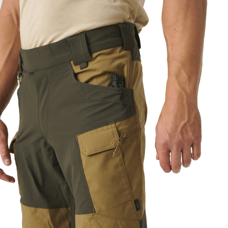 PANTALONI - UOMO - HELIKON-TEX - HYBRID OUTBACK PANTS DuraCanvas/VersaStretch Coyote / Taiga Green A - immagine 4