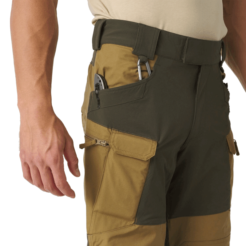 PANTALONI - UOMO - HELIKON-TEX - HYBRID OUTBACK PANTS DuraCanvas/VersaStretch Coyote / Taiga Green A - immagine 6