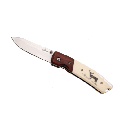 COLTELLO - THIRD - MANICO ABS CON DECORO CERVO (LAMA ACCIAIO INOX 9,5cm)