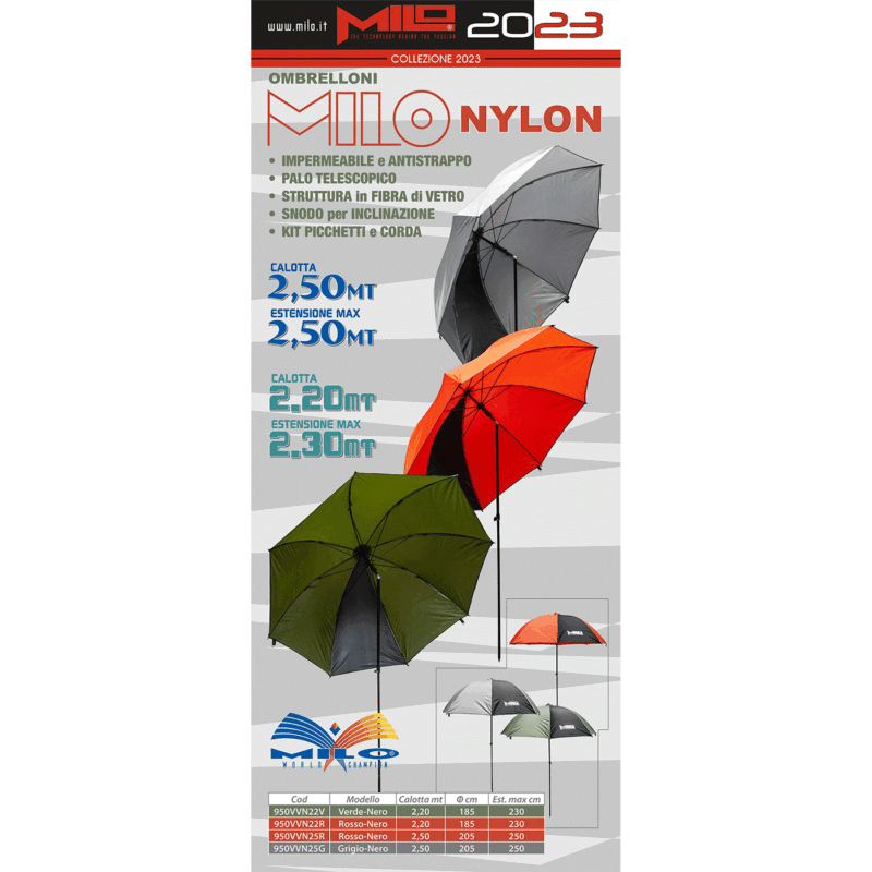 MILO - OMBRELLONE NYLON 2,50mt ROSSO/NERO - immagine 2