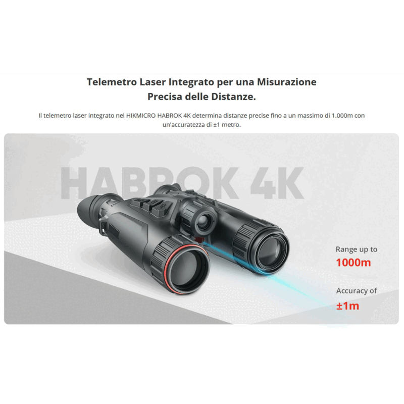 BINOCOLO TERMICO - HIKMICRO - HABROK THERMAL HE25L 4K Lente 25mm Torcia 850nm - immagine 2