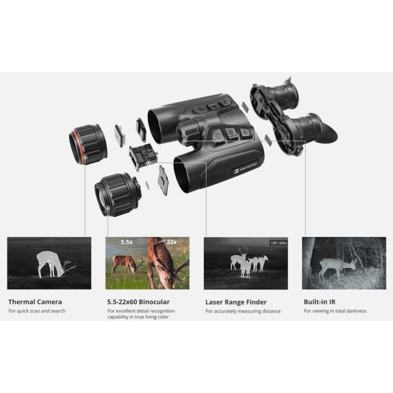 BINOCOLO TERMICO - HIKMICRO - HABROK THERMAL HE25L 4K Lente 25mm Torcia 850nm - immagine 3