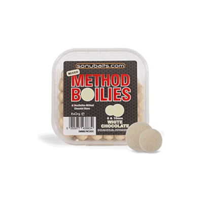 SONUBAITS - MIXED METHOD BOILIES 8 & 10mm WHITE CHOCOLATE 60g