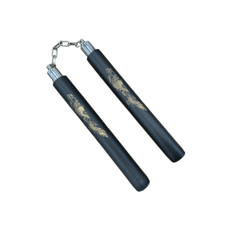 NUNCHAKU DA ALLENAMENTO GOMMA MORBIDA NERA CON CATENA