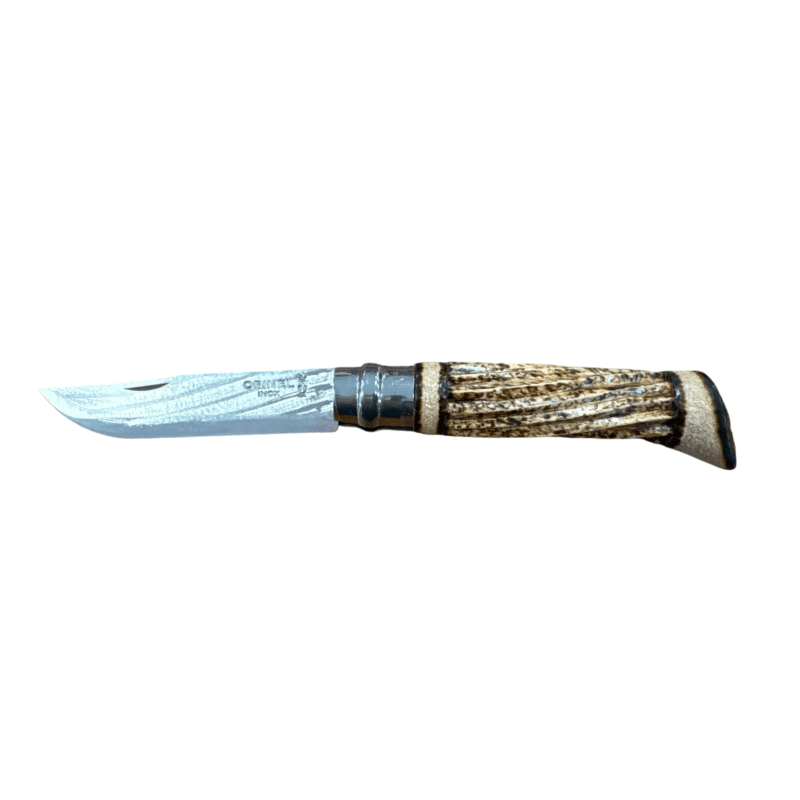 COLTELLO - OPINEL -  N.8 INOX INTAGLIATO A SPIRALE/PIROGRAFATO A MANO
