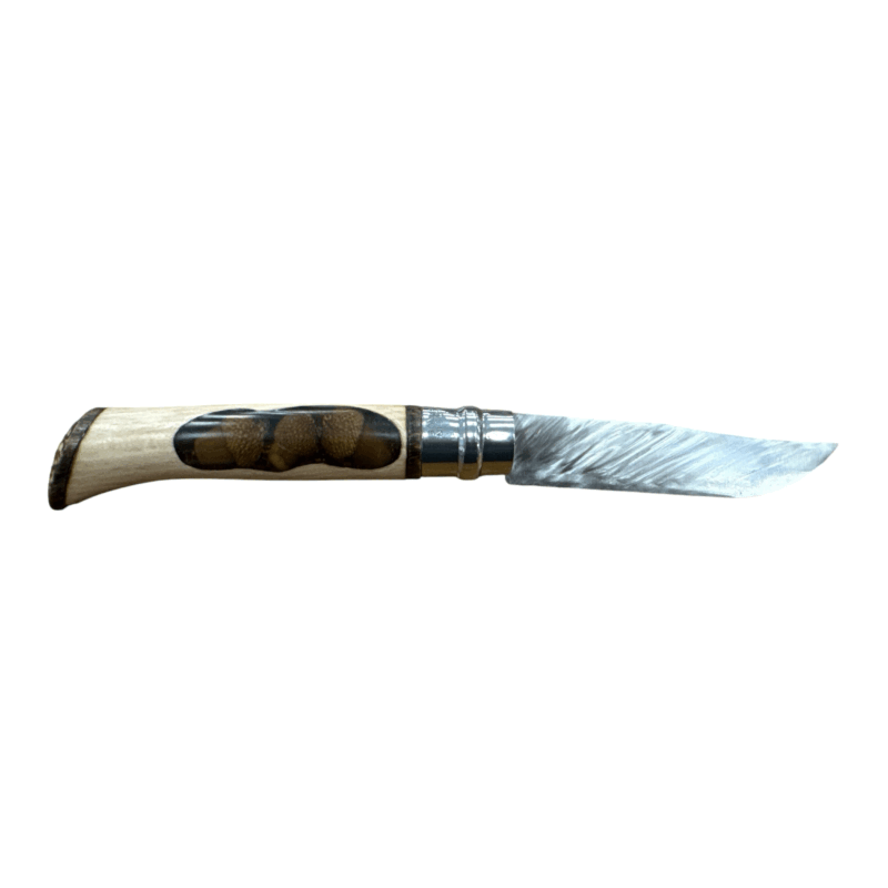 COLTELLO - OPINEL -  N.10 INOX REALIZZATO A MANO (CINGHIALE + 3 GHIANDE) - immagine 2