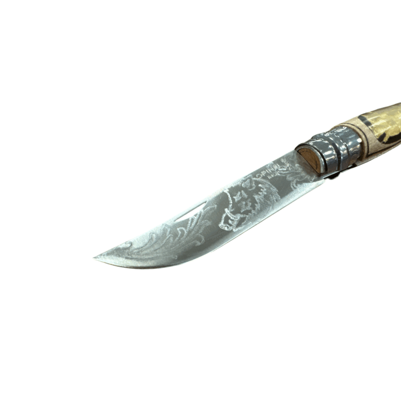 COLTELLO - OPINEL -  N.9 INOX REALIZZATO A MANO (CINGHIALE + 2 GHIANDE) - immagine 2