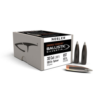PALLE - NOSLER - BALLISTIC SILVERTIP 30 caliber (.308") Spitzer 180 grain (11.7 grams) 50pz