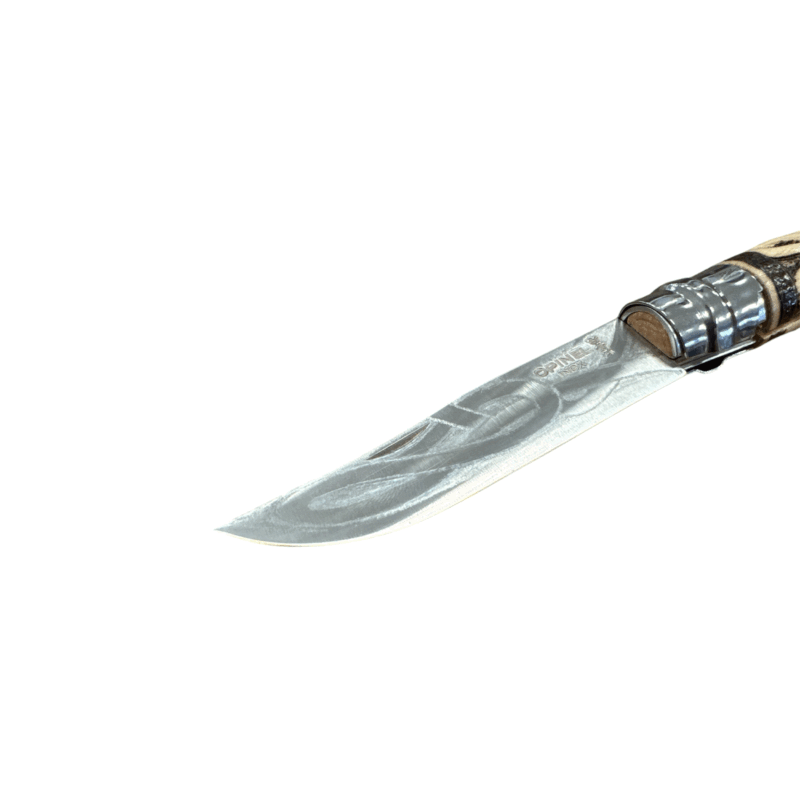 COLTELLO - OPINEL -  N.9 INOX INTRECCIO + PIROGRAFIA REALIZZATO A MANO - immagine 3