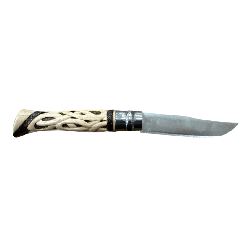 COLTELLO - OPINEL -  N.9 INOX INTRECCIO + PIROGRAFIA REALIZZATO A MANO - immagine 4